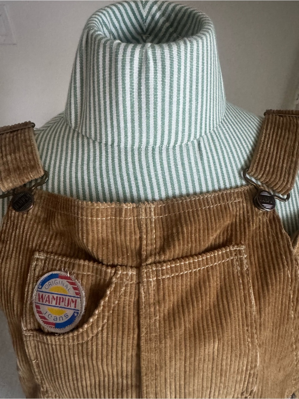Vintage Wampum Tan Corduroy Overalls 28x36 - Picture 3 of 5